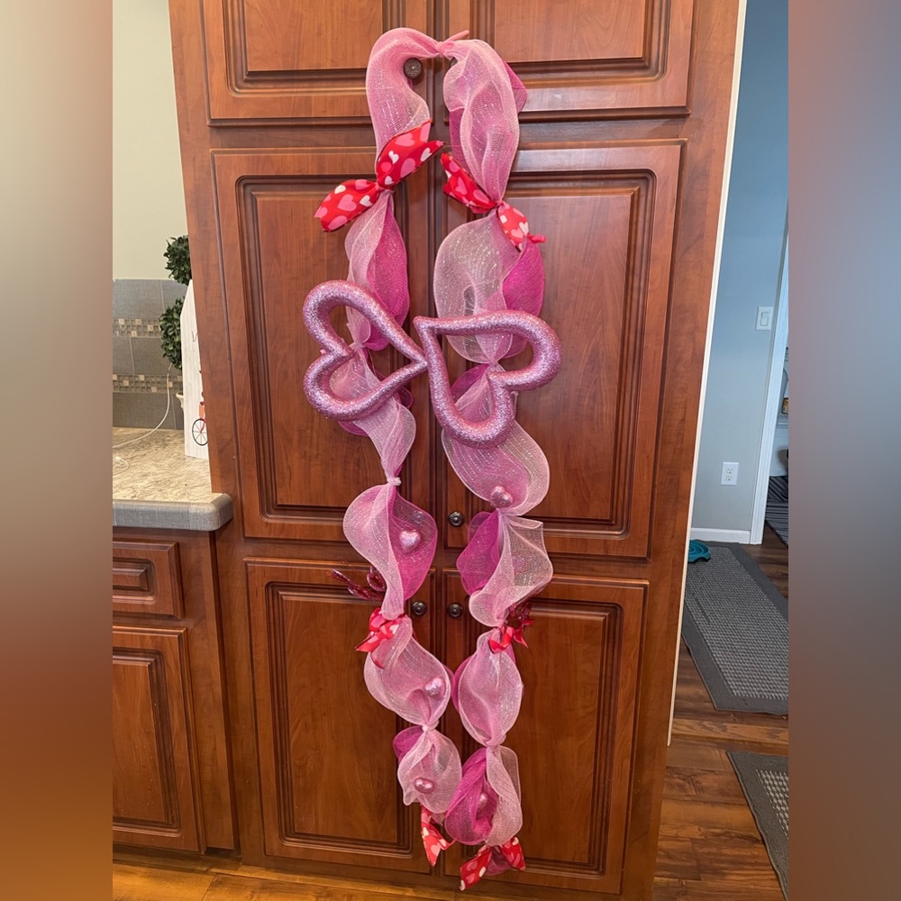 Deco mesh Valentines wreath and garland